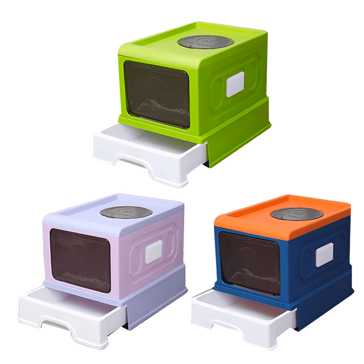 Cat Litter: Folding Enclosed Cat Litter Box Foldable Drawer Toilet Anti-Splash Pet Supplies - Purple