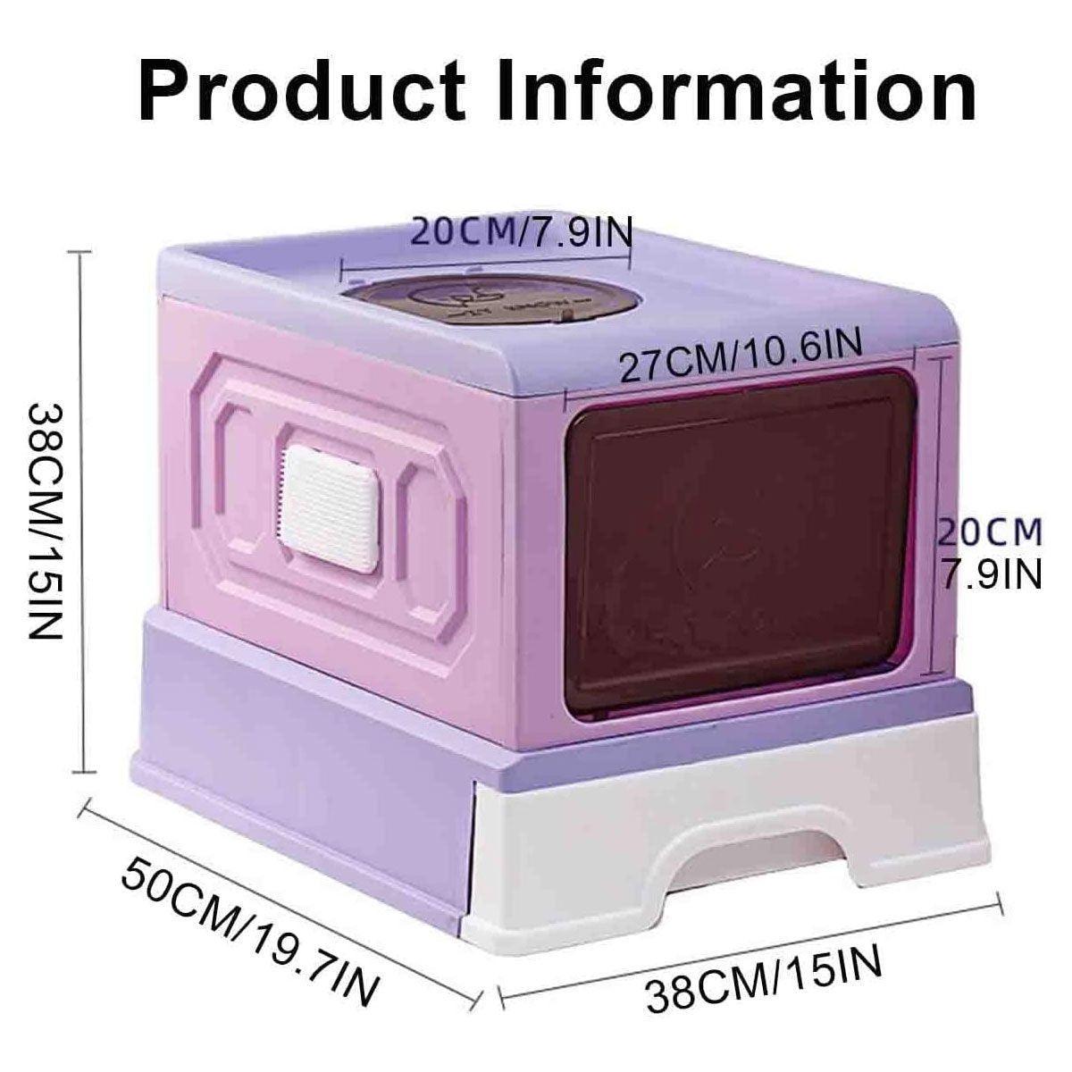 Cat Litter: Folding Enclosed Cat Litter Box Foldable Drawer Toilet Anti-Splash Pet Supplies - Purple