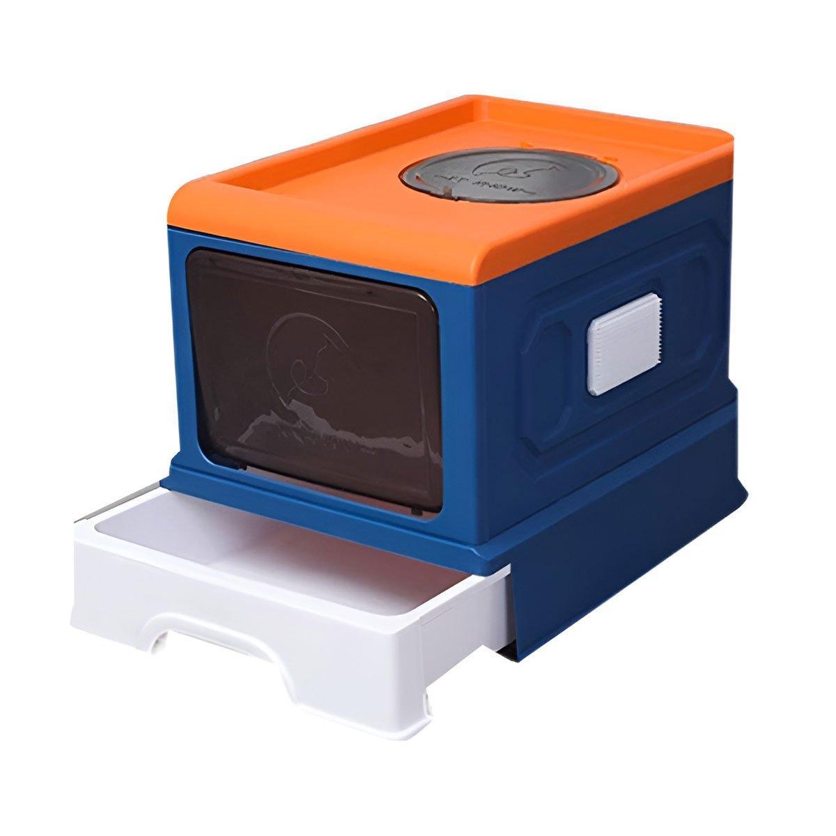 Cat Litter: Folding Enclosed Cat Litter Box Foldable Drawer Toilet Anti-Splash Pet Supplies - Purple