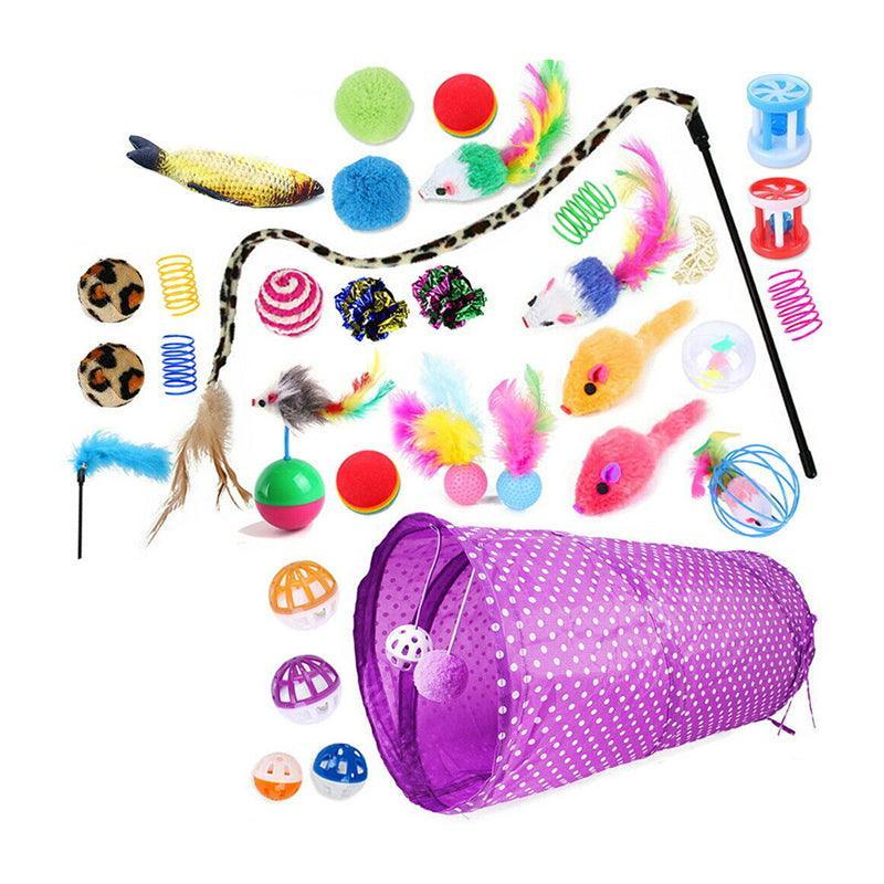 Cat Toys: 33PCS Cat Toy Set with Tunnel Balls Mice and Interactive Teaser Wands