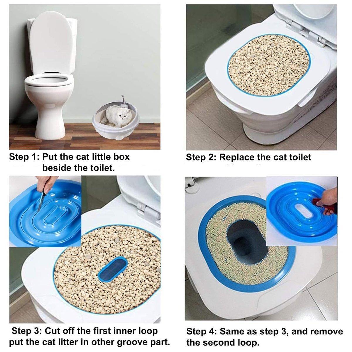 Cat Litter: Cat Toilet Seat Trainer Kit Easy Toilet Training System for Cats Kittens