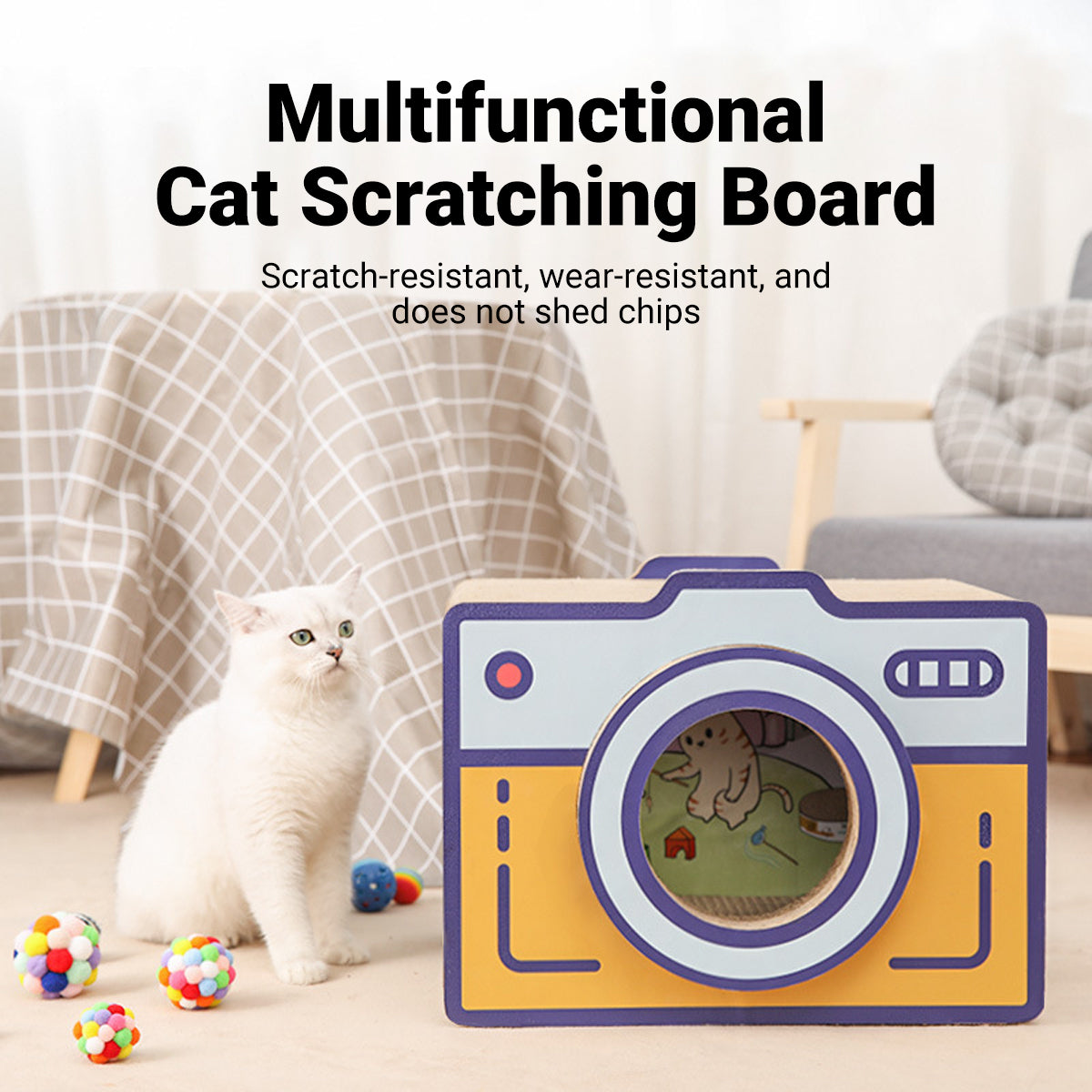 Cat Scratchers: Cat Scratcher Bed Retro Camera Design Corrugated Cardboard Cat Nest Pet House