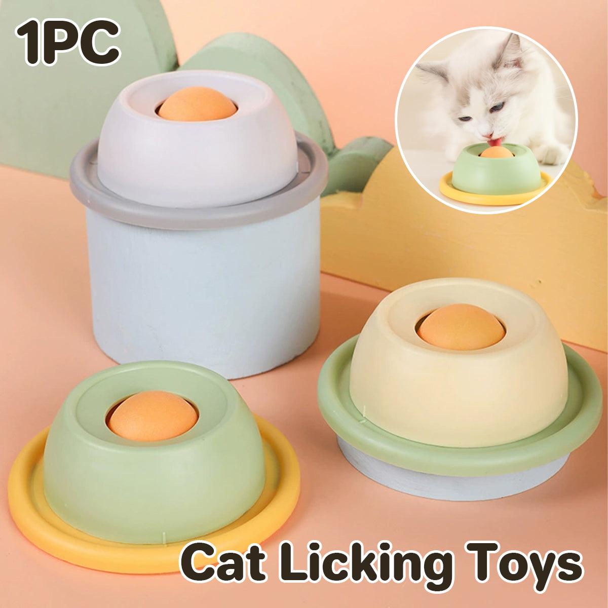 Cat Scratchers: Cat Lick Toys Slow Food Tray Tease Interactive Cat Toy for Eating and Fun - Yellow