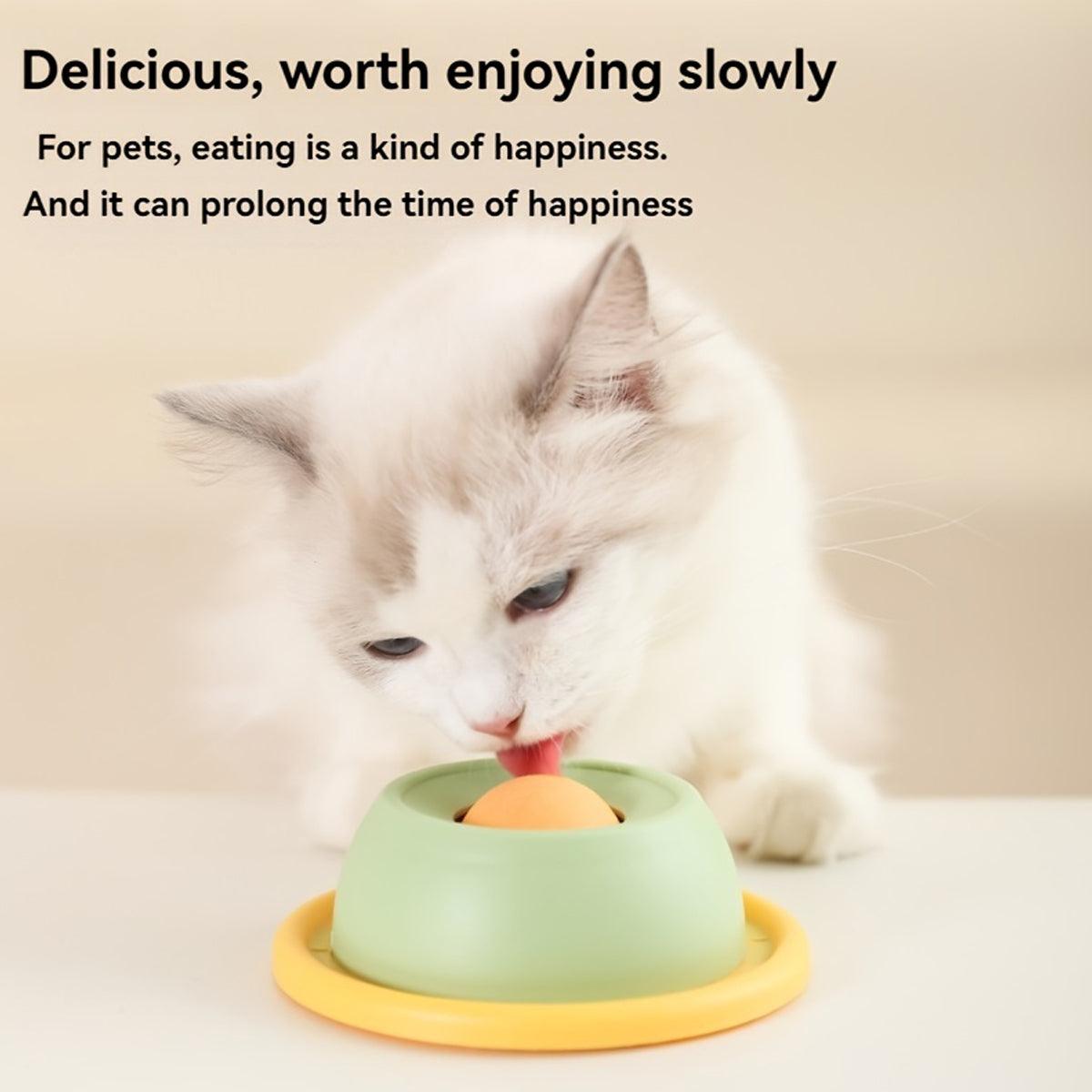 Cat Scratchers: Cat Lick Toys Slow Food Tray Tease Interactive Cat Toy for Eating and Fun - Yellow