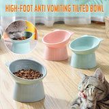 Pet Grooming Supplies: Elevated Pet Bowl Cat Dog Feeder Food Water High-Foot Anti Vomiting Tilted Bowl - Blue