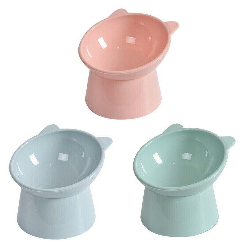 Pet Grooming Supplies: Elevated Pet Bowl Cat Dog Feeder Food Water High-Foot Anti Vomiting Tilted Bowl - Blue