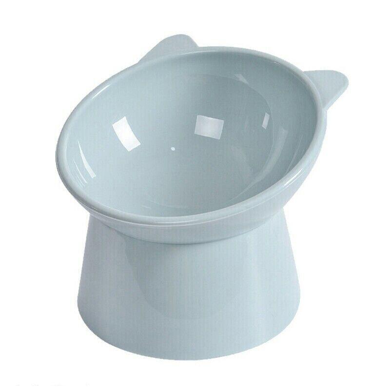 Pet Grooming Supplies: Elevated Pet Bowl Cat Dog Feeder Food Water High-Foot Anti Vomiting Tilted Bowl - Blue