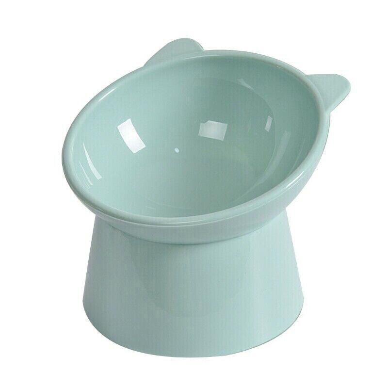 Pet Grooming Supplies: Elevated Pet Bowl Cat Dog Feeder Food Water High-Foot Anti Vomiting Tilted Bowl - Blue