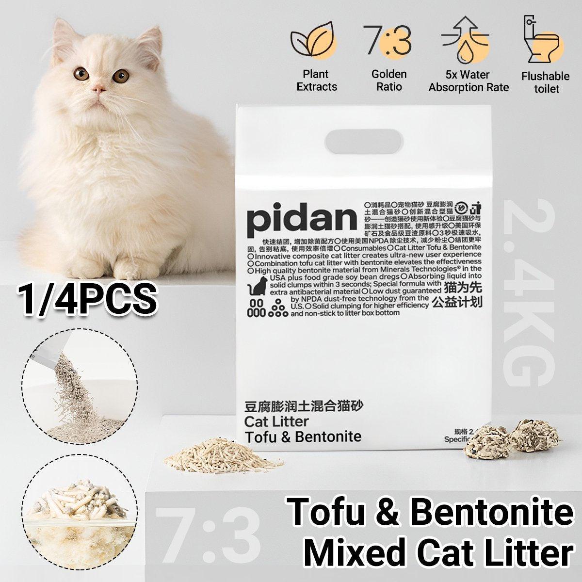 Cat Litter: 2.4kg Mixed Crushed Bentonite Tofu Cat Litter Cat Litter Deodorant Cat Supplies - 2.4kg*1