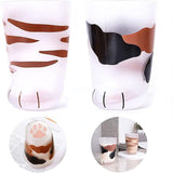 Kitchen Utensils: Pair 3 Cat Paw Frosted Calico Cups Glass Milk Cute Gift Tumbler Claw Foot Cute