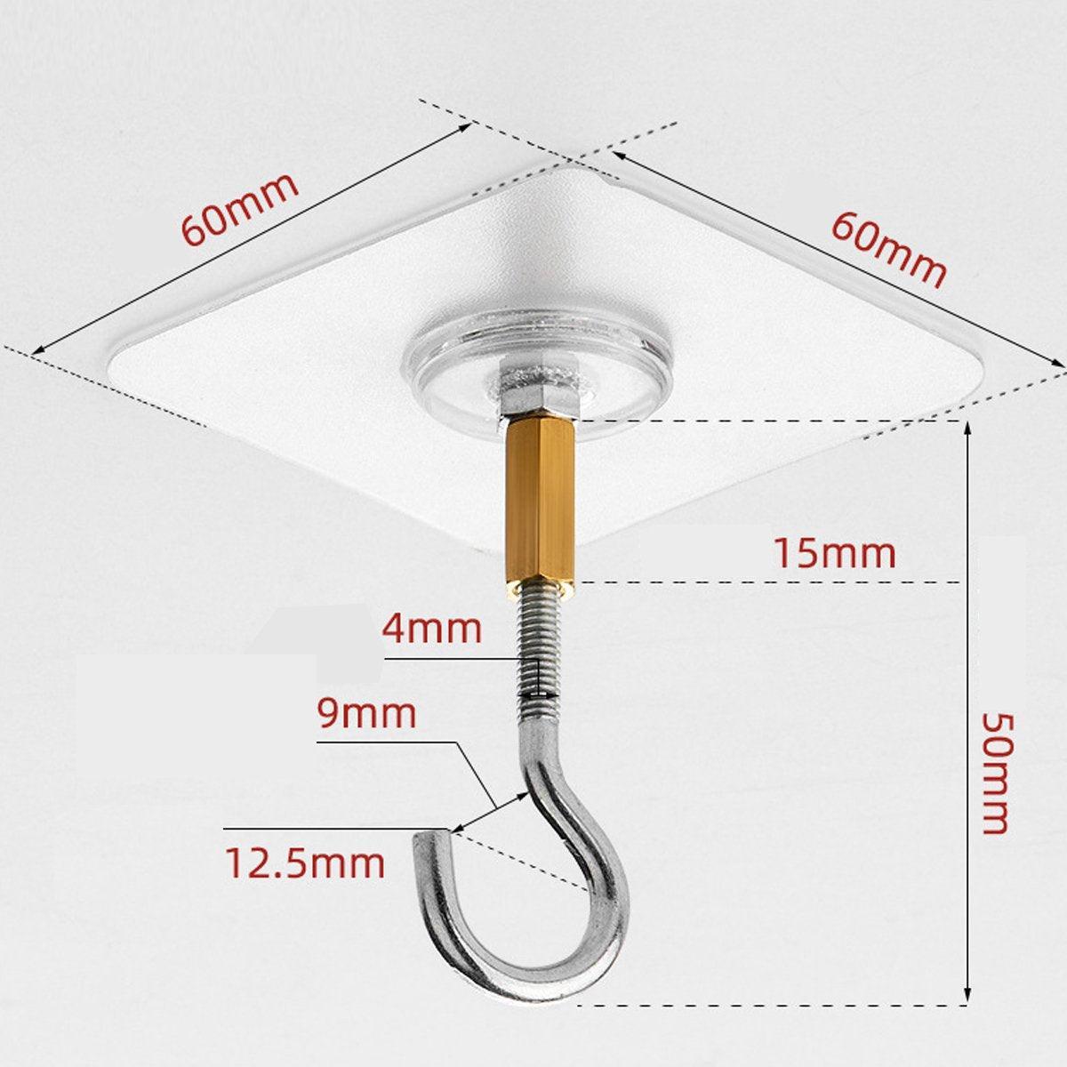 Bathroom Cabinets, Cupboards & Storage: 12 PCS Heavy Duty Self Adhesive Hooks Stainless Steel Ceiling Hooks for Home - Closed