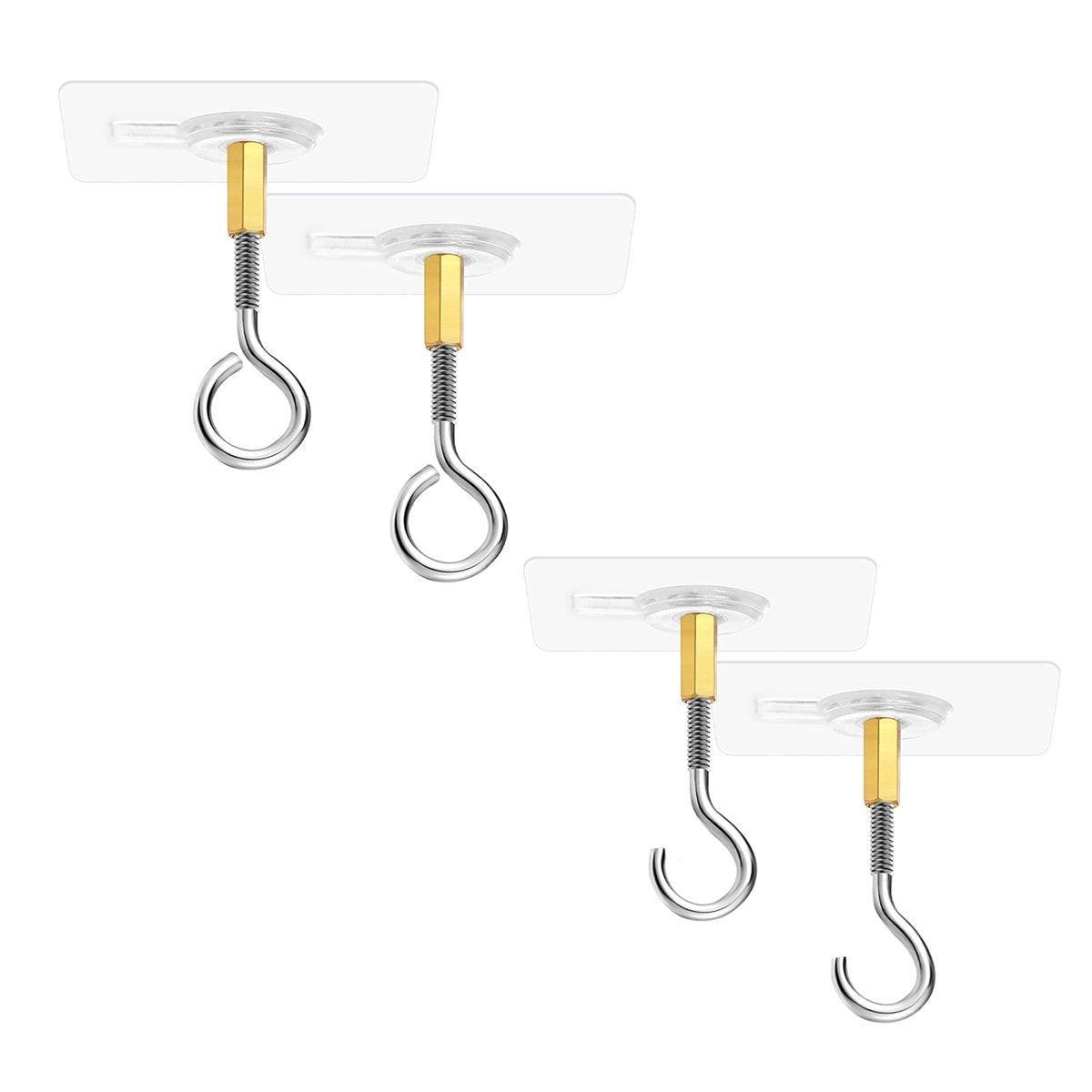Bathroom Cabinets, Cupboards & Storage: 12 PCS Heavy Duty Self Adhesive Hooks Stainless Steel Ceiling Hooks for Home - Open