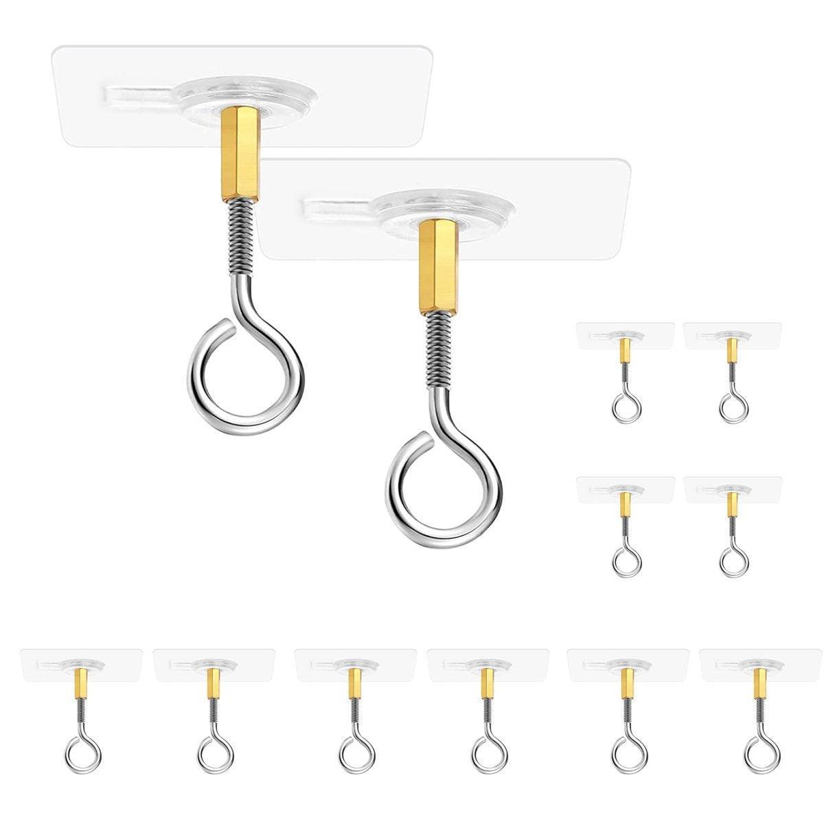 Bathroom Cabinets, Cupboards & Storage: 12 PCS Heavy Duty Self Adhesive Hooks Stainless Steel Ceiling Hooks for Home - Open