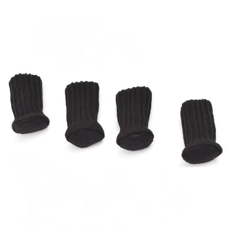 24Pcs Knitted Table Chair Leg Socks Sleeve Floor Protector Furniture Feet Covers - Black