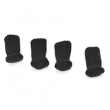 24Pcs Knitted Table Chair Leg Socks Sleeve Floor Protector Furniture Feet Covers - Black