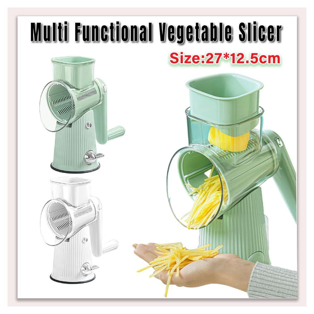 Kitchen Utensils: Multifunctional Vegetable Cutter Drum Slicer Kitchen Hand Cranked Grater Tool - White