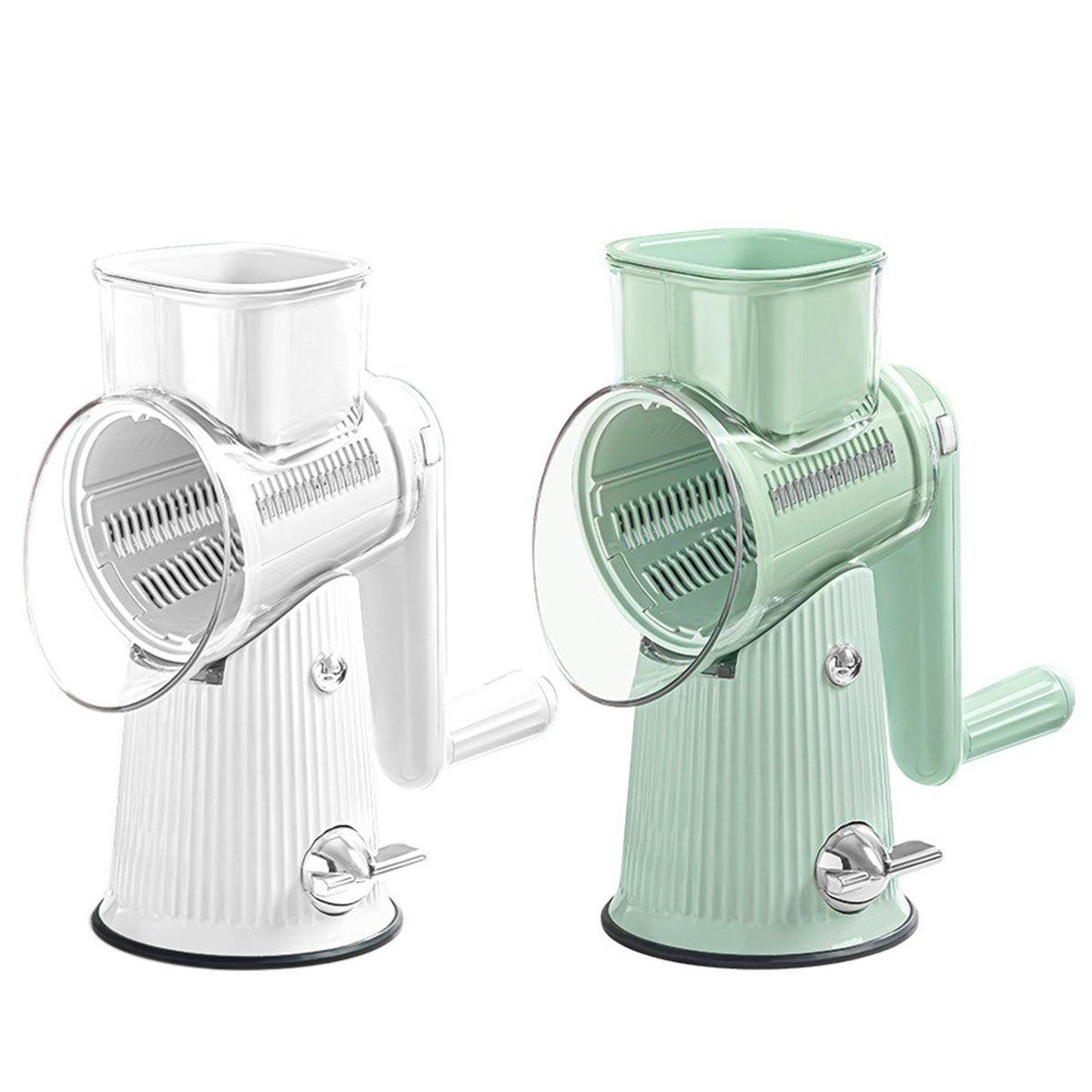 Kitchen Utensils: Multifunctional Vegetable Cutter Drum Slicer Kitchen Hand Cranked Grater Tool - White