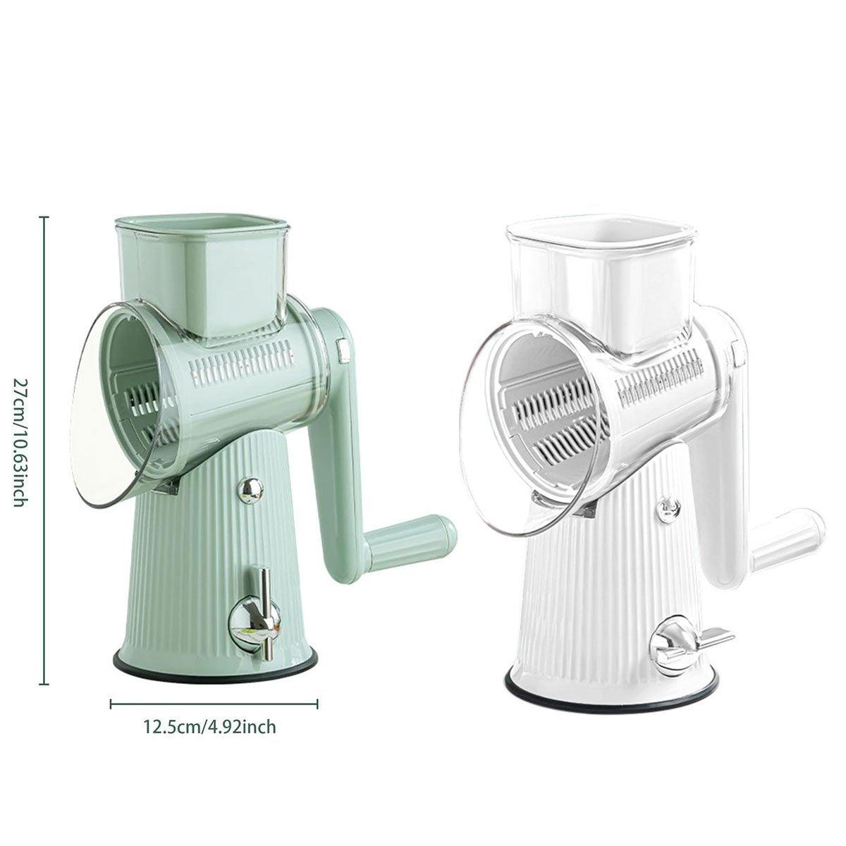 Kitchen Utensils: Multifunctional Vegetable Cutter Drum Slicer Kitchen Hand Cranked Grater Tool - White