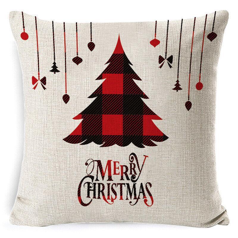 Cushions & Throws: 1Pc Christmas Square Cushion Cover Throw Waist Pillow Case Sofa Home Decor - Deer Head