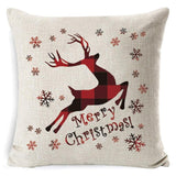 1Pc Christmas Square Cushion Cover Throw Waist Pillow Case Sofa Home Decor - Deer Head