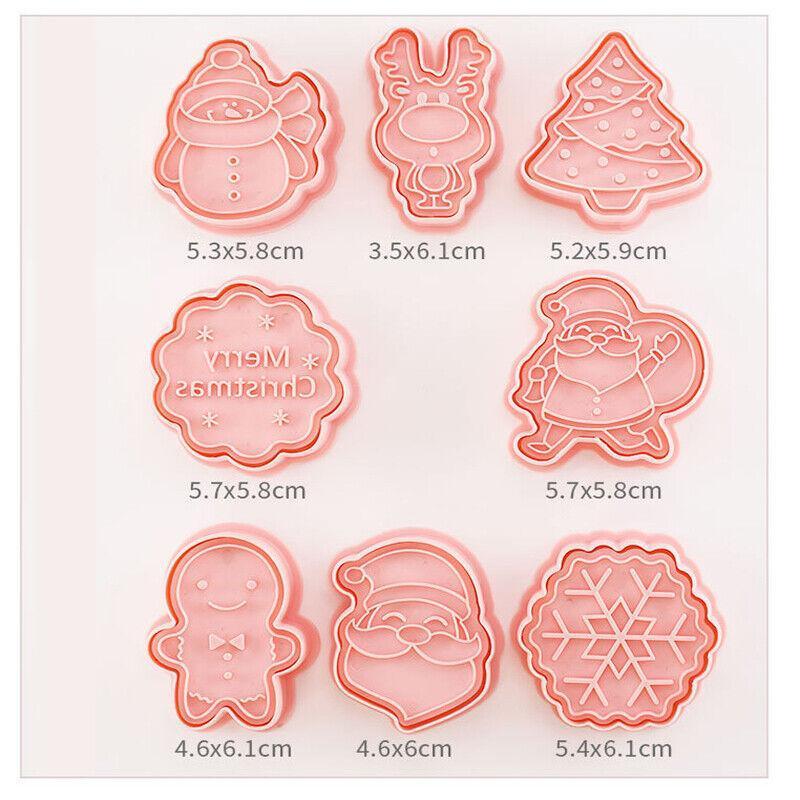 Bakeware & Accessories: 8PCS Christmas Cookie Cutter Set 3D Biscuit Moulds for Baking Fondant Pastry