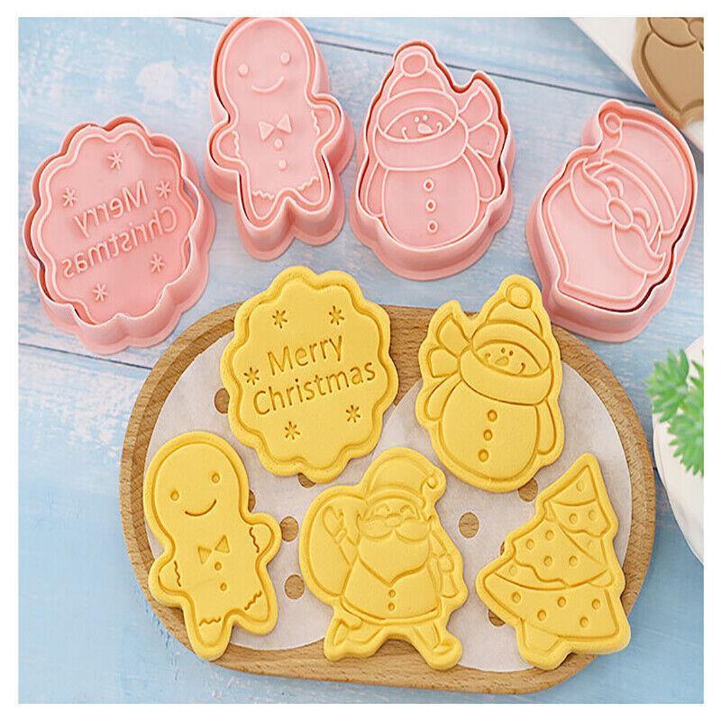 Bakeware & Accessories: 8PCS Christmas Cookie Cutter Set 3D Biscuit Moulds for Baking Fondant Pastry