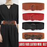 Men's Accessories: Faux Leather Cinch Waist Belt with Buckle for Women Stretch Wide Elastic Dress Belt - Khaki