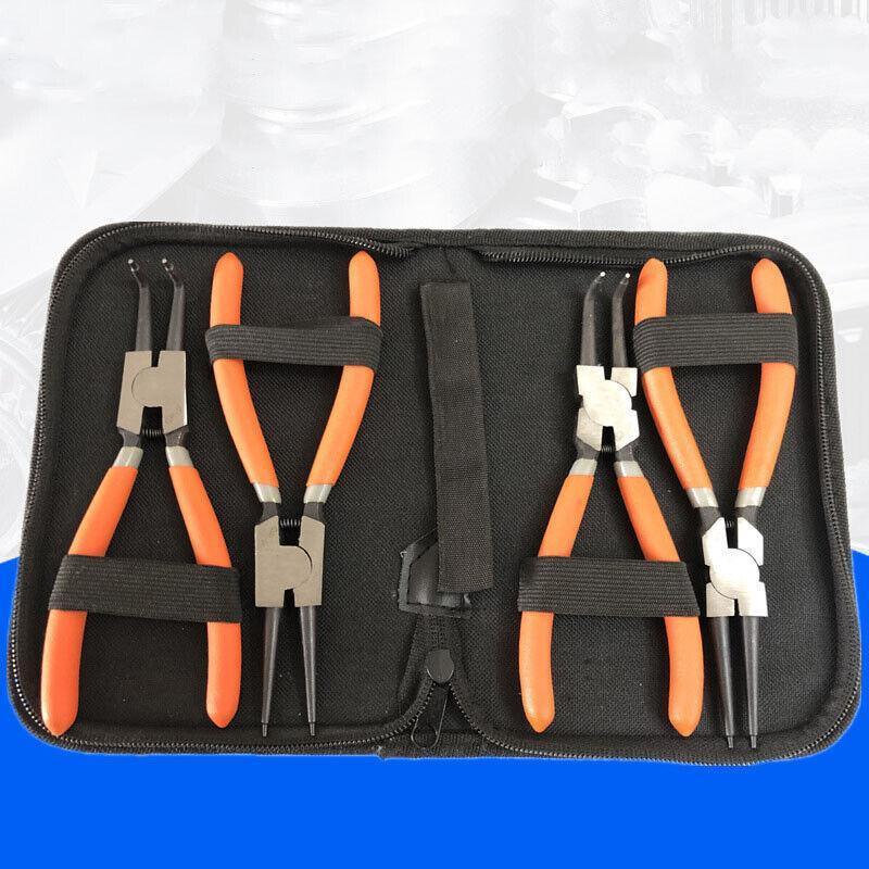 Hand Tools: 4 Pcs 7inch Circlip Plier Snap Ring Pliers Heavy Duty External Internal With Pouch