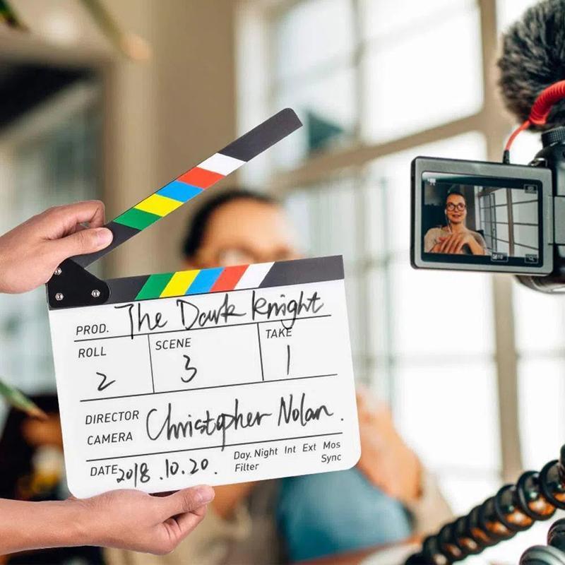 Arts & Crafts: Acrylic Clapboard Dry Erase Director Film Movie Action Clapper Clap Board Slate