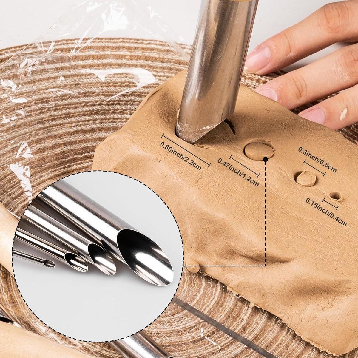 Clay Hole Cutter Tool Set 4 Pieces for Pottery and Polymer Clay