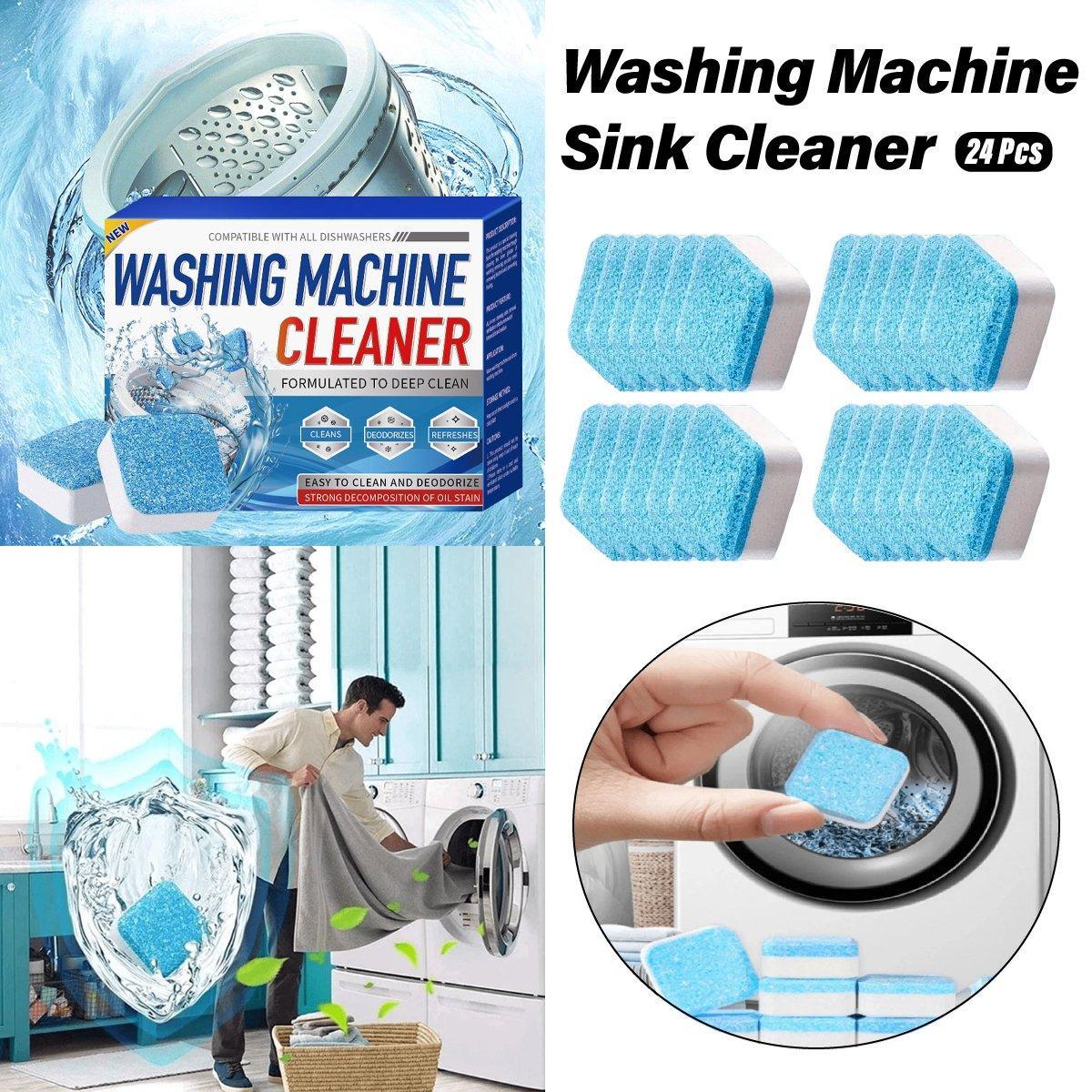 Laundry Cleaning Supplies: 24PCS Washing Machine Cleaner Tablets Disinfectant Effervescent Stain Remover