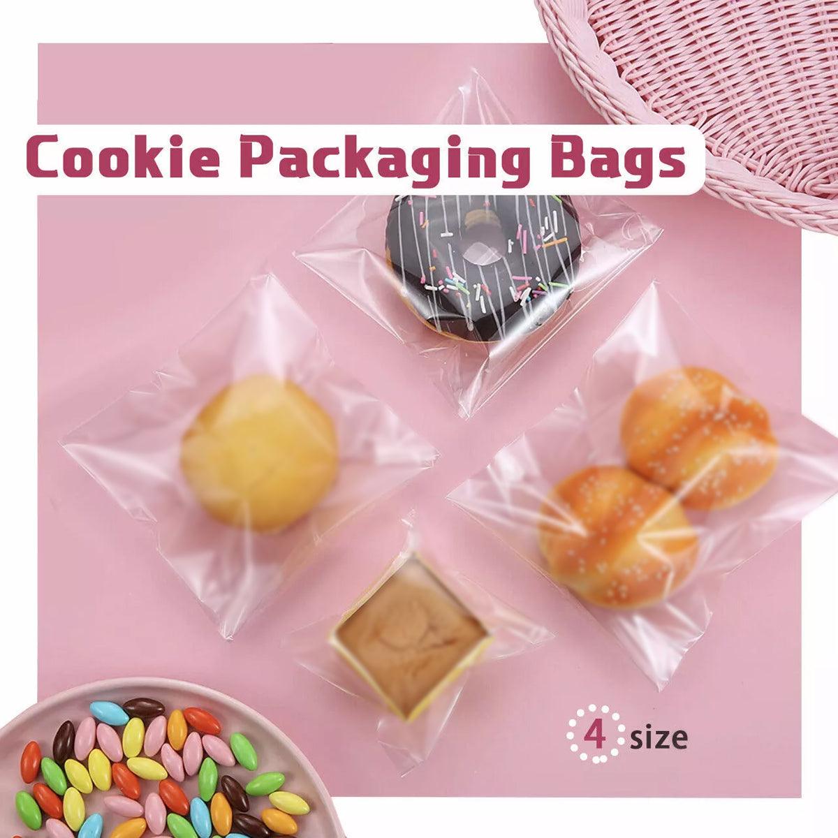 100X Translucent Plastic Candy Packaging Bags Self Adhesive Cookie Biscuit Bags - 10*15