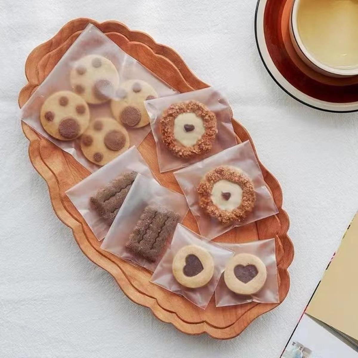100X Translucent Plastic Candy Packaging Bags Self Adhesive Cookie Biscuit Bags - 10*15
