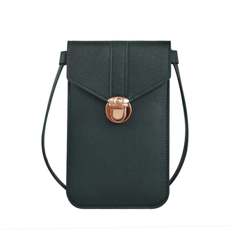 Women's Handbags: Touch Screen Crossbody Phone Bag with Clear Window PU Leather Wallet Purse - Black