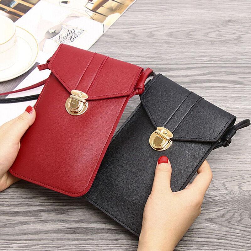 Women's Handbags: Touch Screen Crossbody Phone Bag with Clear Window PU Leather Wallet Purse - Grey