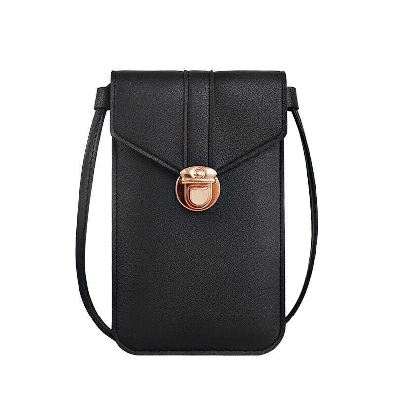 Women's Handbags: Touch Screen Crossbody Phone Bag with Clear Window PU Leather Wallet Purse - Grey