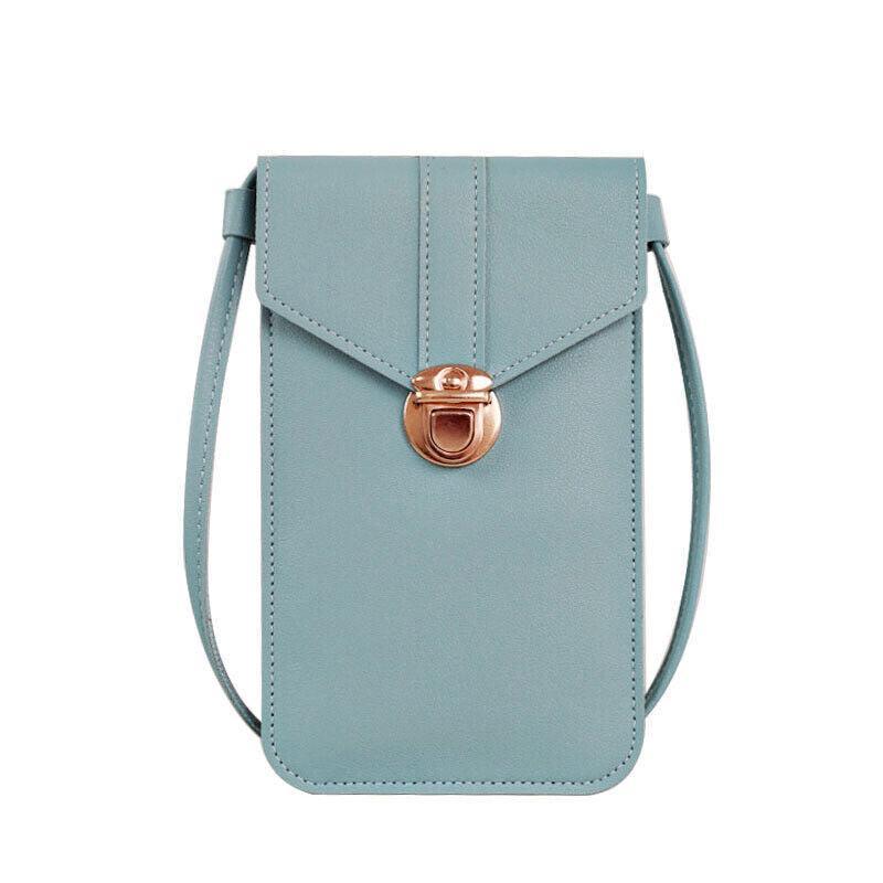 Women's Handbags: Touch Screen Crossbody Phone Bag with Clear Window PU Leather Wallet Purse - Grey