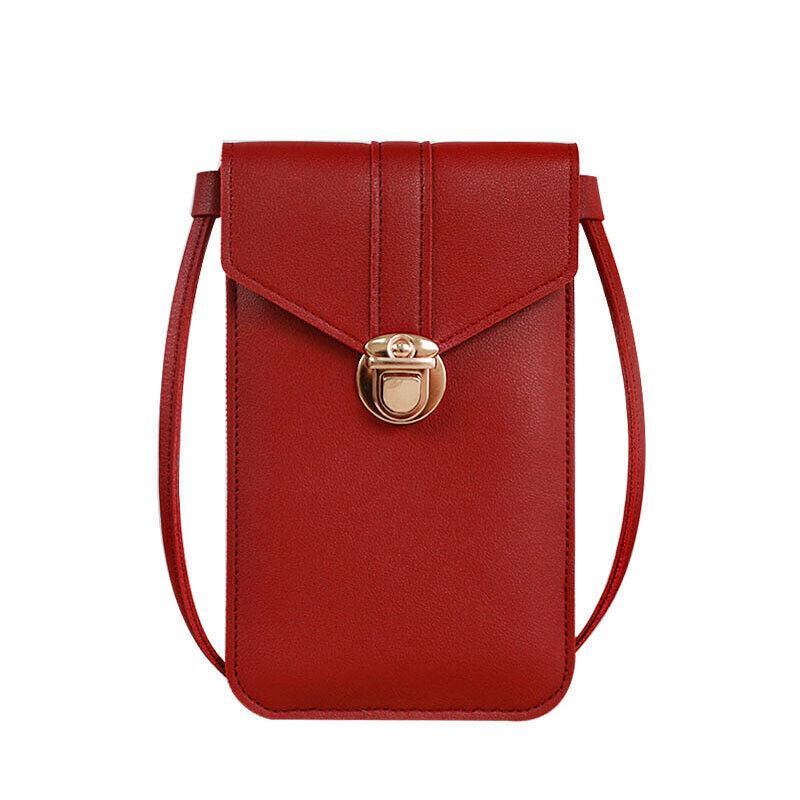 Women's Handbags: Touch Screen Crossbody Phone Bag with Clear Window PU Leather Wallet Purse - Pink