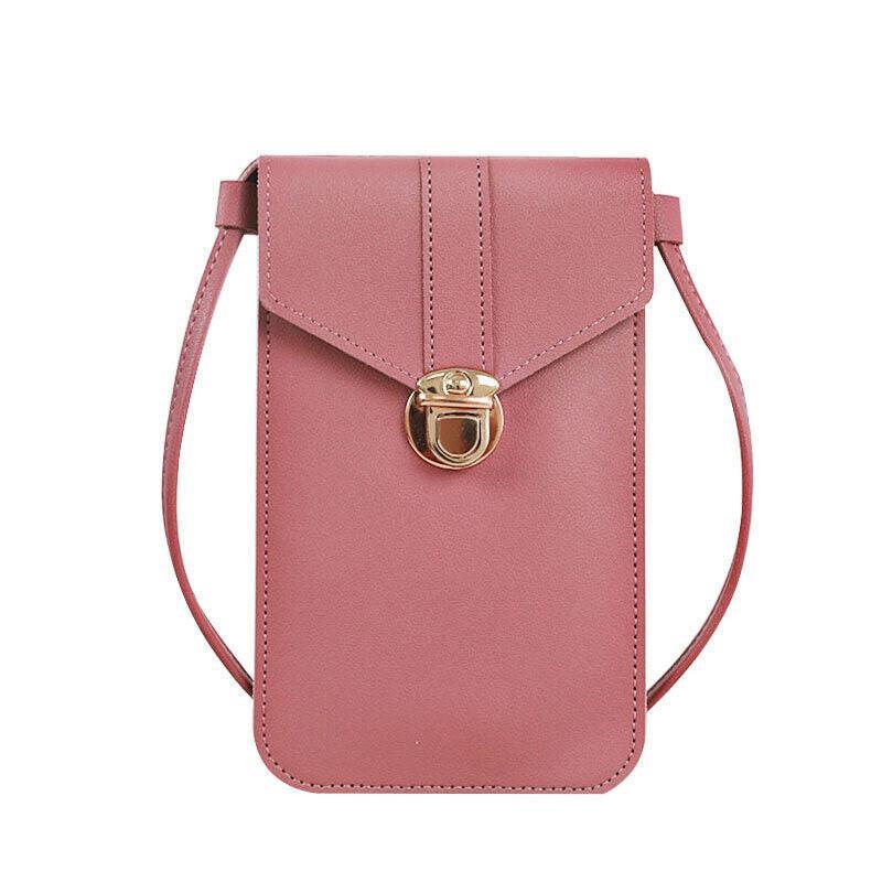 Women's Handbags: Touch Screen Crossbody Phone Bag with Clear Window PU Leather Wallet Purse - Red