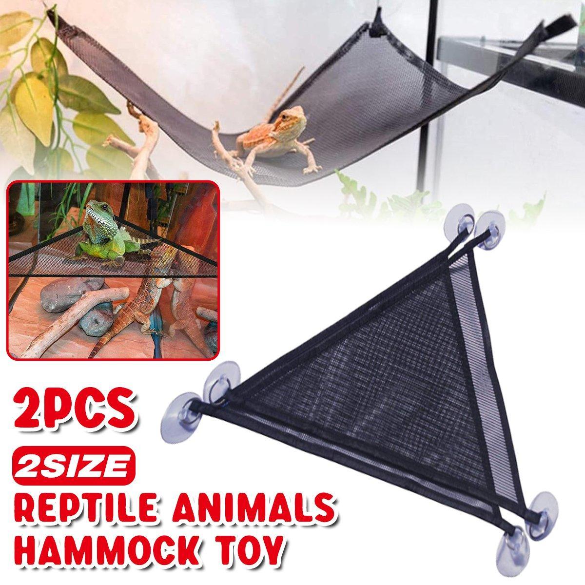 Aquarium Decor: 2x Reptile Hammock for Small Large Bearded Dragon Lizard Reptile Snakes Black - Small