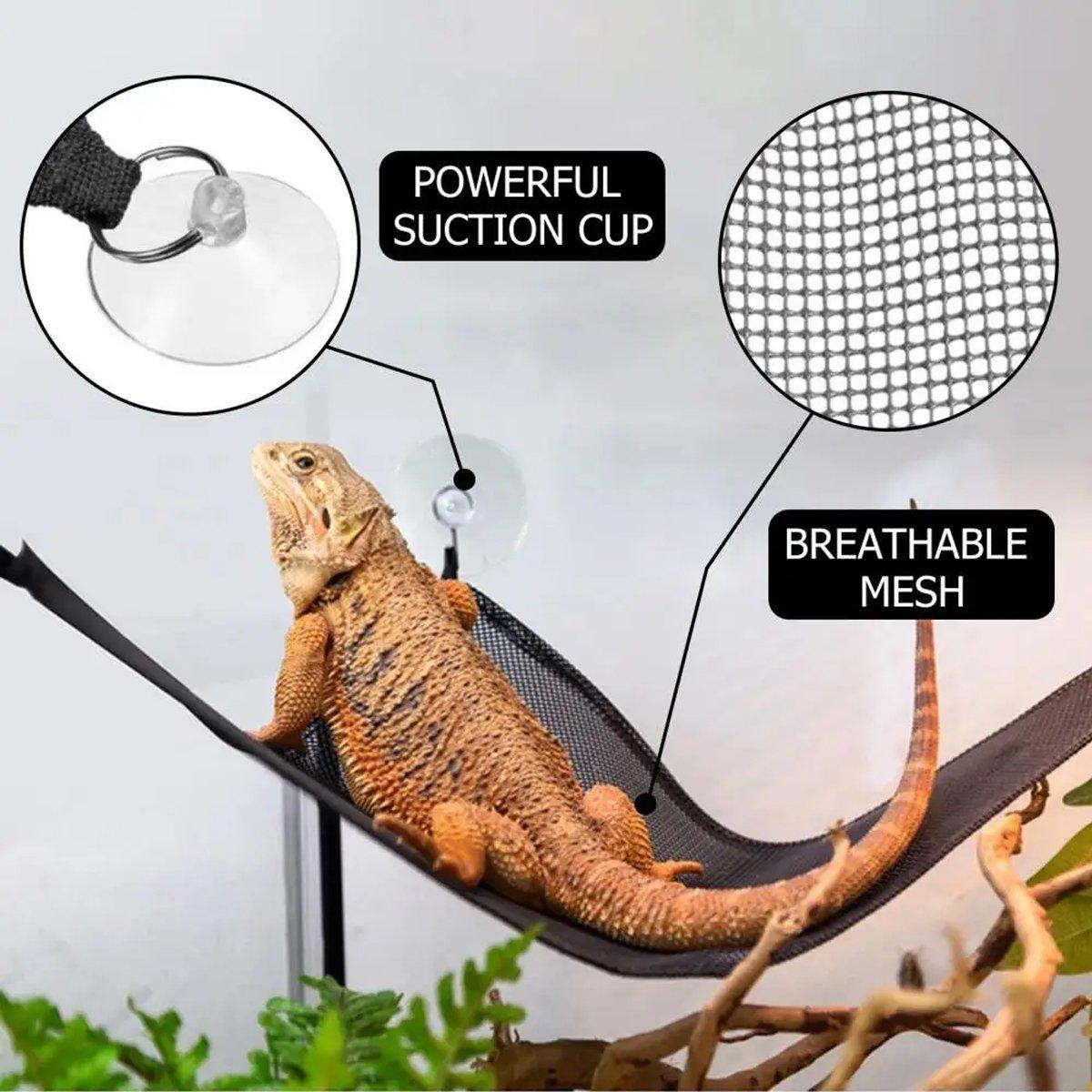 Aquarium Decor: 2x Reptile Hammock for Small Large Bearded Dragon Lizard Reptile Snakes Black - Small