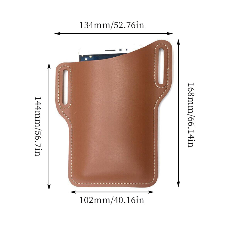 Phone Cases & Screen Protectors: Leather Phone Holster Pouch Belt Clip Loop Waist Bag Cover Case for Men - Black
