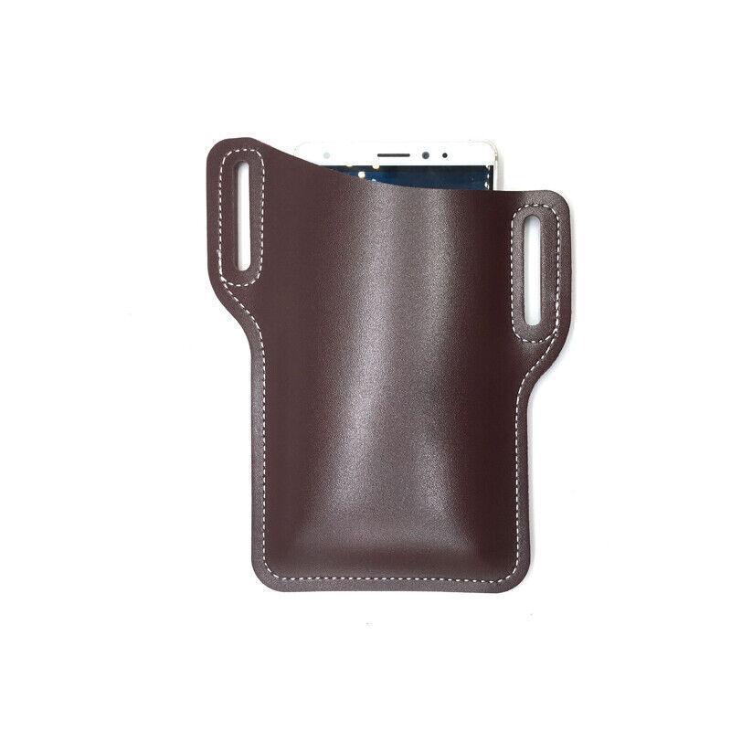 Phone Cases & Screen Protectors: Leather Phone Holster Pouch Belt Clip Loop Waist Bag Cover Case for Men - Black