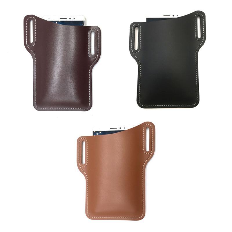 Phone Cases & Screen Protectors: Leather Phone Holster Pouch Belt Clip Loop Waist Bag Cover Case for Men - Brown