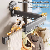 2/3/4-Bar Adjustable Foldable Retractable Clothes Drying Rack Suction Cup Hanger - Three Fold And Four Sections