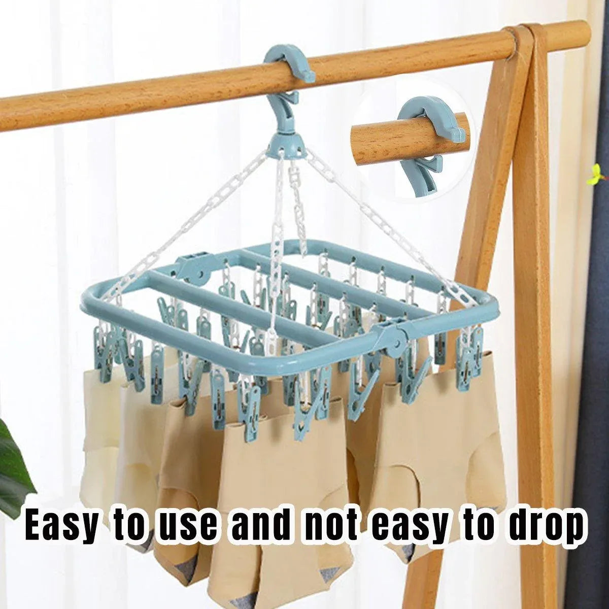 3-Piece Multi-Clip Clothes Drying Rack Pack, Blue, Green and Pink