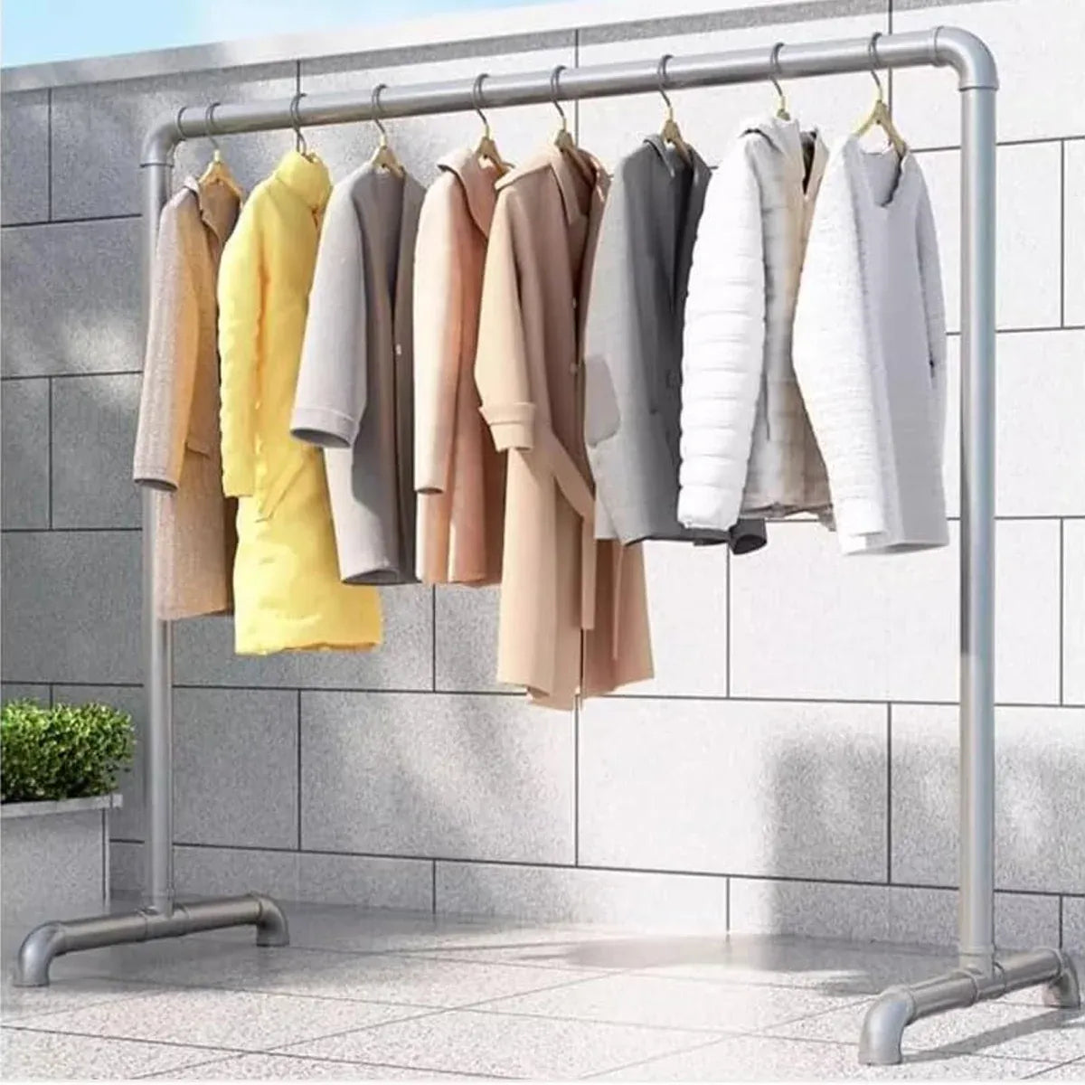 Simple Floor-Standing Single-Pole Clothes Drying Rack Portable Stable Structure