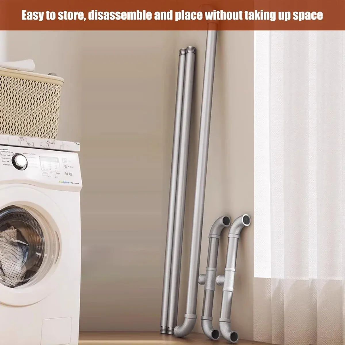 Simple Floor-Standing Single-Pole Clothes Drying Rack Portable Stable Structure