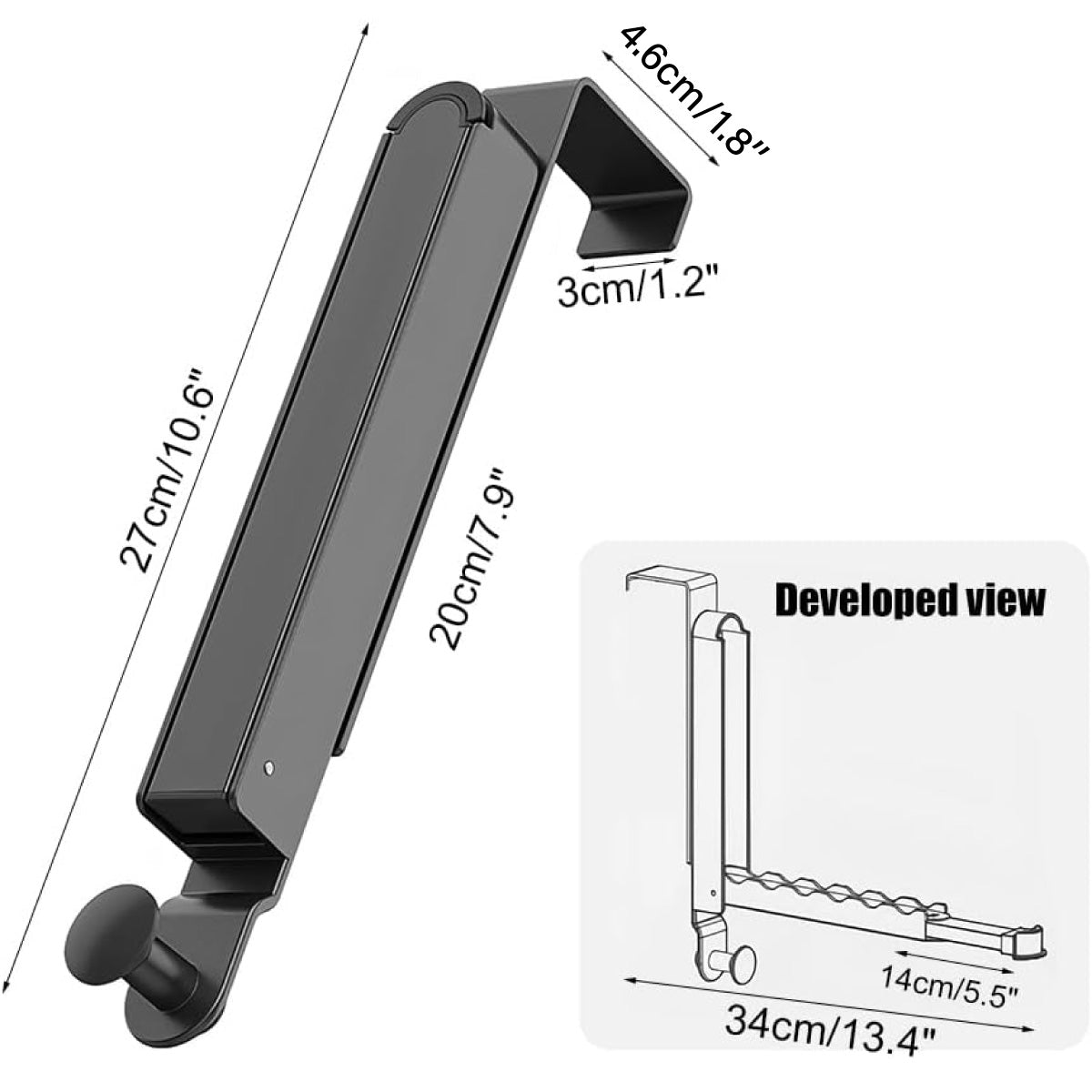 Bathroom Cabinets, Cupboards & Storage: Folding Behind the Door Hook Hanger Clothes Hat Hanger Wall Mounted Organizer - Grey