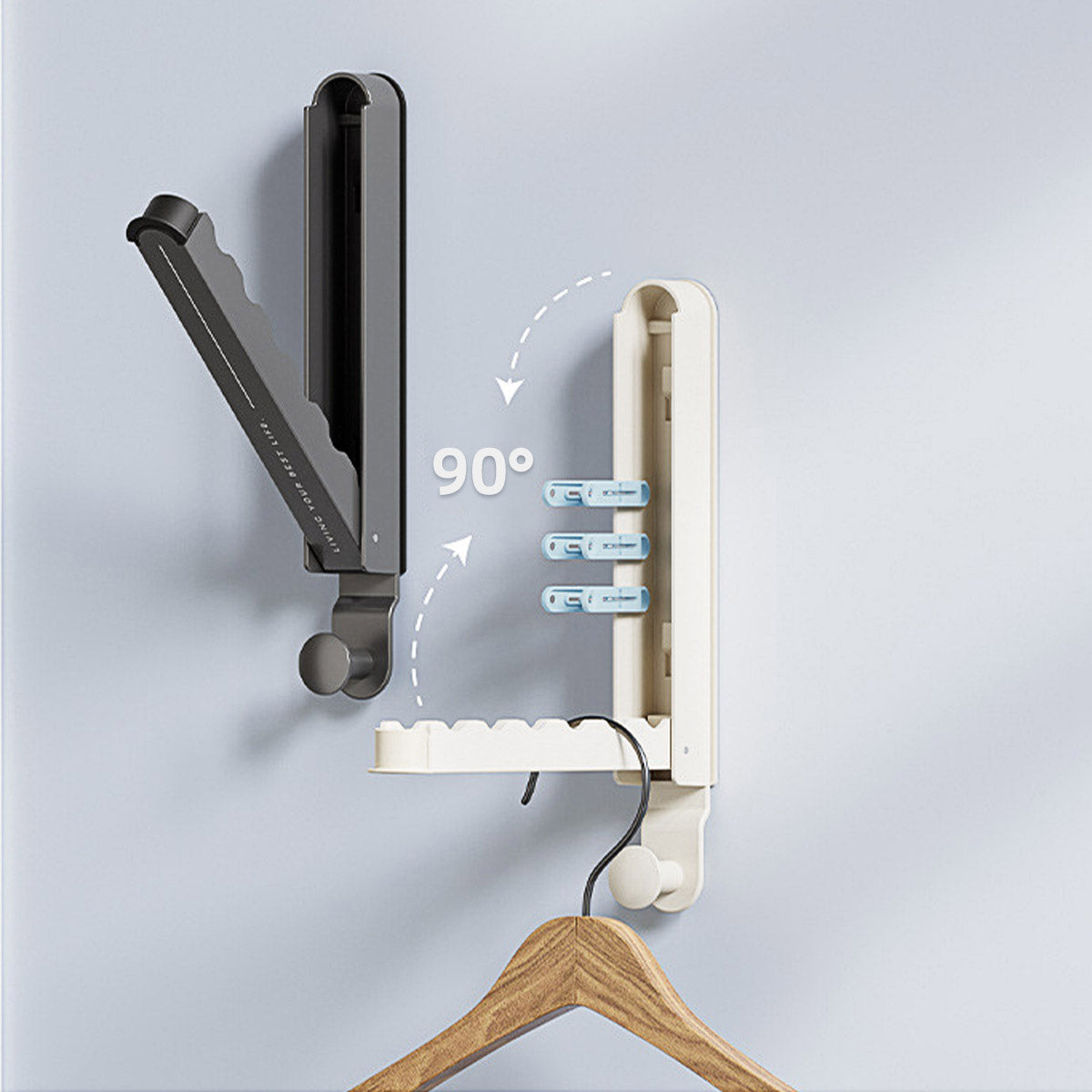 Bathroom Cabinets, Cupboards & Storage: Folding Behind the Door Hook Hanger Clothes Hat Hanger Wall Mounted Organizer - Grey